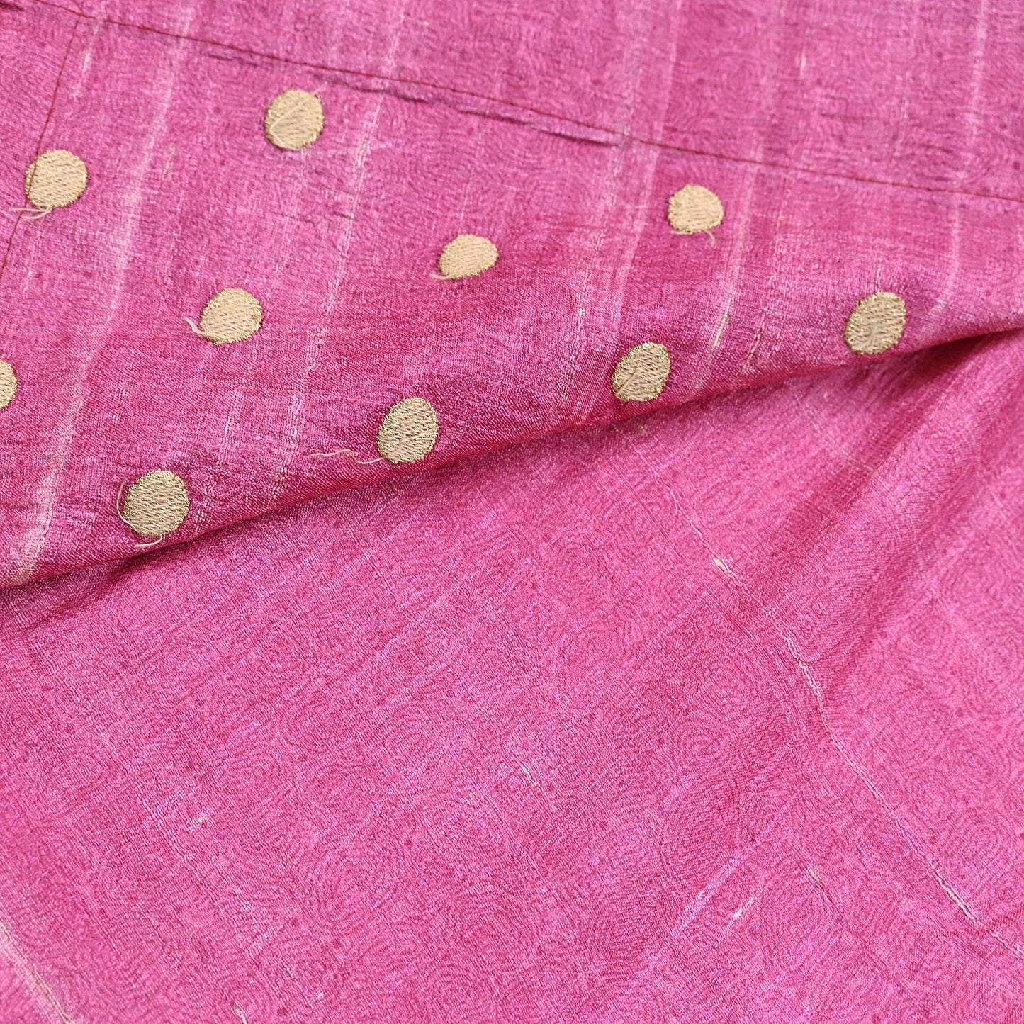 Indian Vintage Saree Pink Pure Khadi Silk Handloom Hand Beaded Sari Fabric 6yard Ethnic Zari Dressmaking Crafting Upcycle Quilting