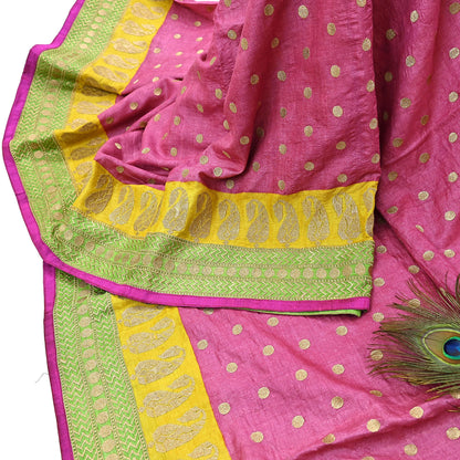 Indian Vintage Saree Pink Pure Khadi Silk Handloom Hand Beaded Sari Fabric 6yard Ethnic Zari Dressmaking Crafting Upcycle Quilting