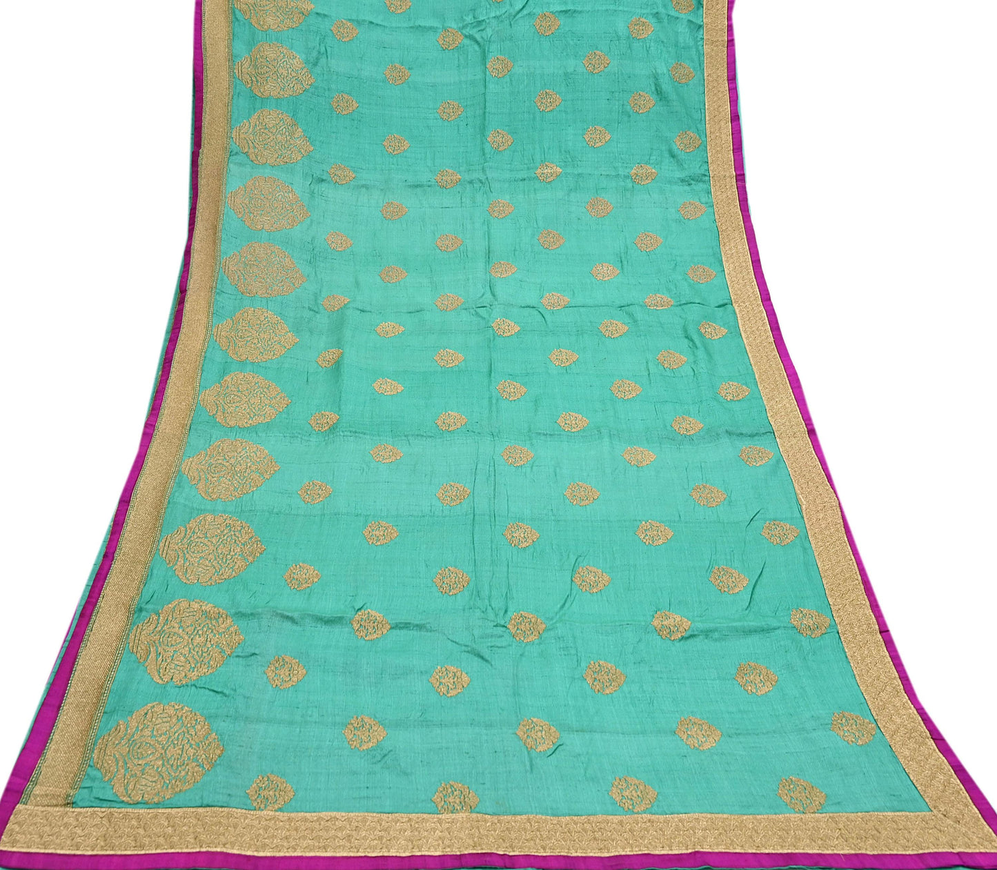 Indian Vintage Saree Pista Green Pure Khadi Silk Handloom Hand Beaded Sari Fabric 6yard Ethnic Zari Dressmaking Crafting Upcycle Quilting
