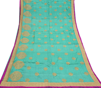 Indian Vintage Saree Pista Green Pure Khadi Silk Handloom Hand Beaded Sari Fabric 6yard Ethnic Zari Dressmaking Crafting Upcycle Quilting