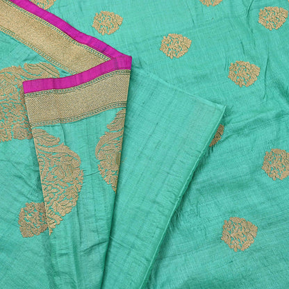 Indian Vintage Saree Pista Green Pure Khadi Silk Handloom Hand Beaded Sari Fabric 6yard Ethnic Zari Dressmaking Crafting Upcycle Quilting