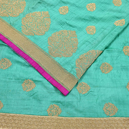 Indian Vintage Saree Pista Green Pure Khadi Silk Handloom Hand Beaded Sari Fabric 6yard Ethnic Zari Dressmaking Crafting Upcycle Quilting