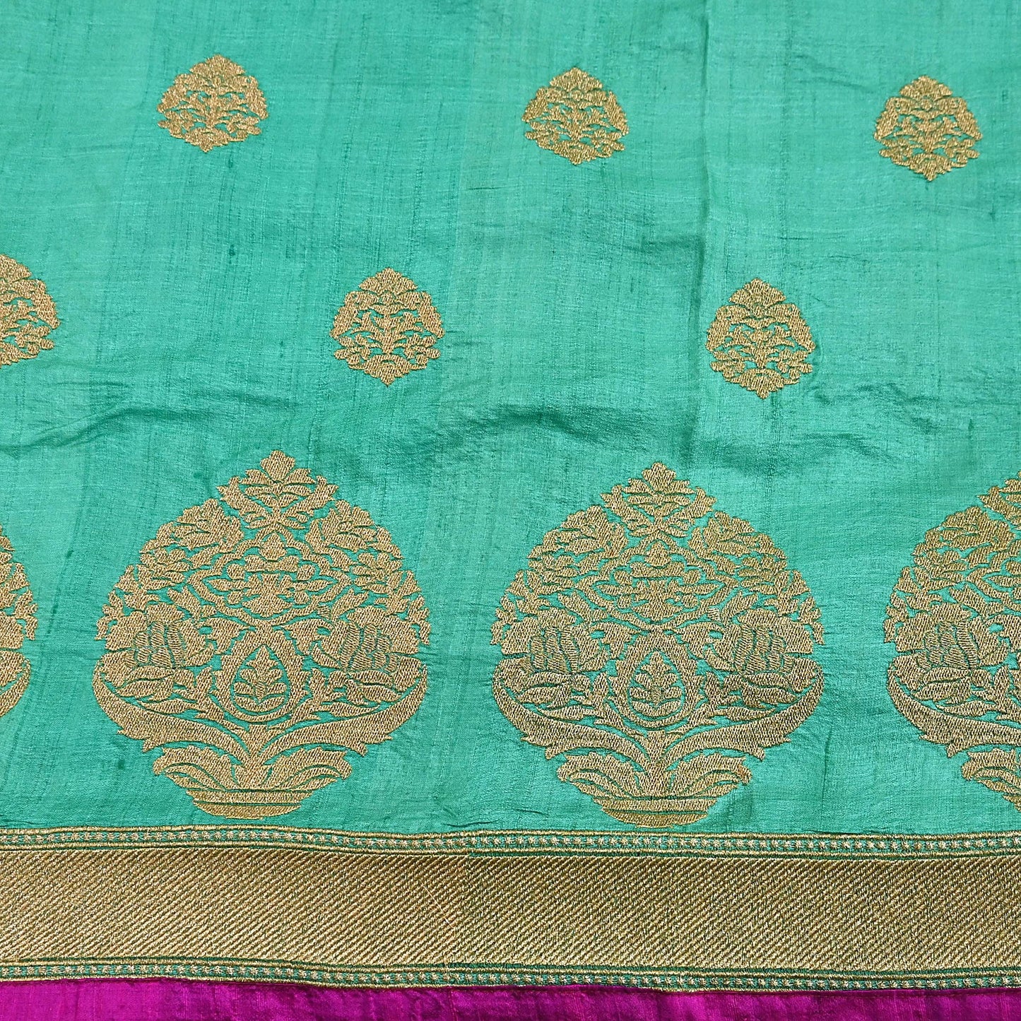 Indian Vintage Saree Pista Green Pure Khadi Silk Handloom Hand Beaded Sari Fabric 6yard Ethnic Zari Dressmaking Crafting Upcycle Quilting