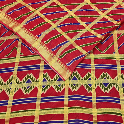 Indian Vintage Sari red Printed Pure Cotton Sarees Craft Fabric 5Yd Soft Sewing Sarong Wrap Boho Floral Quilting Dress making