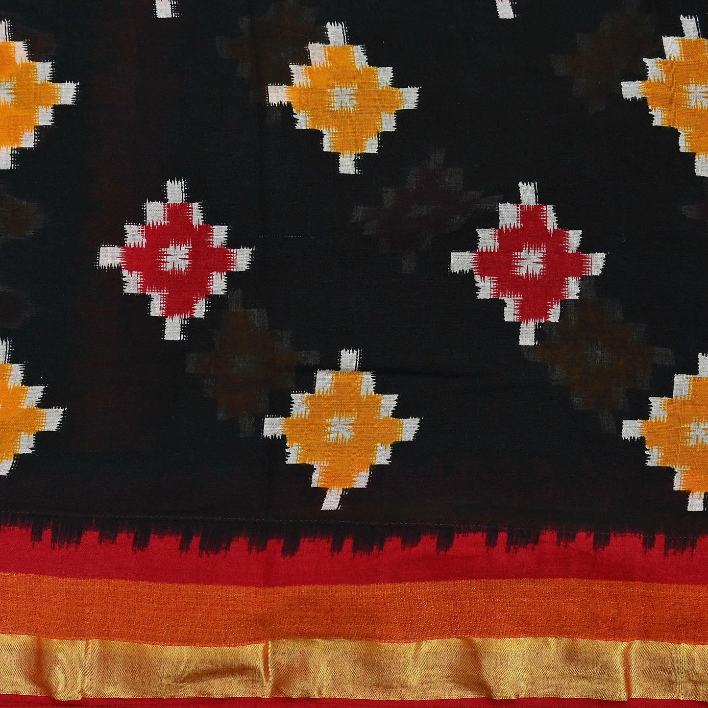 Indian Vintage Sari Black & Red Printed Pure Cotton Sarees Craft Fabric 5Yd Soft Sewing Sarong Wrap Boho Floral Quilting Dress making