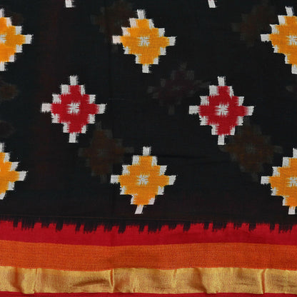 Indian Vintage Sari Black & Red Printed Pure Cotton Sarees Craft Fabric 5Yd Soft Sewing Sarong Wrap Boho Floral Quilting Dress making