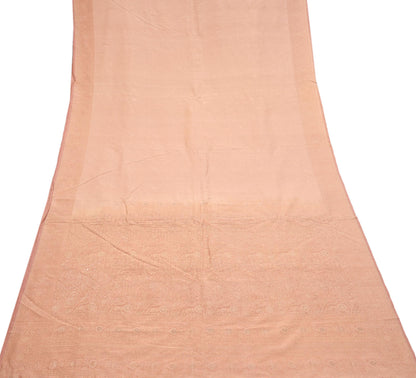Indian Vintage Sari Peach 100% Pure Silk Hand Woven Sarees Craft Fabric 5Yd Ethnic Sewing Dress making Crafting Upcycle with blouse fabric