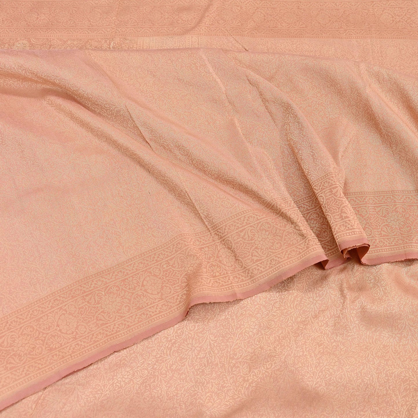 Indian Vintage Sari Peach 100% Pure Silk Hand Woven Sarees Craft Fabric 5Yd Ethnic Sewing Dress making Crafting Upcycle with blouse fabric