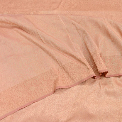 Indian Vintage Sari Peach 100% Pure Silk Hand Woven Sarees Craft Fabric 5Yd Ethnic Sewing Dress making Crafting Upcycle with blouse fabric