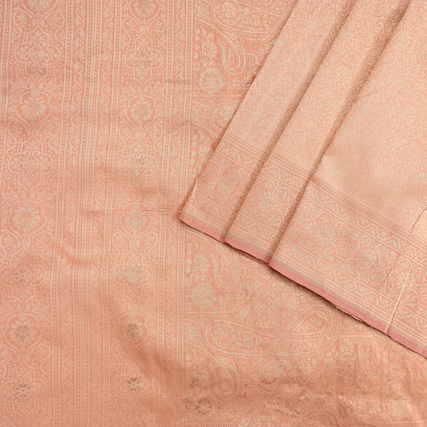 Indian Vintage Sari Peach 100% Pure Silk Hand Woven Sarees Craft Fabric 5Yd Ethnic Sewing Dress making Crafting Upcycle with blouse fabric