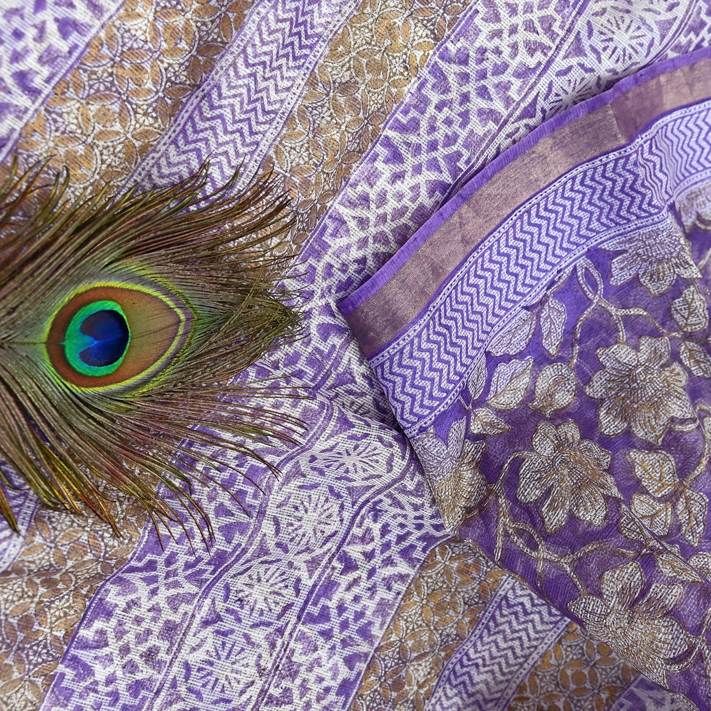 Indian Vintage Sari Purple & Ivory Pure Silk Block Printed Sarees Craft Fabric 6Yd Floral Dress making bollywood silk sarees