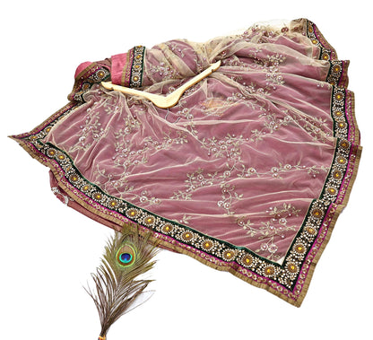 Indian Heavy Sari purple & green Net/Mesh Hand Embroidered Designer Sabyasachi Lehenga Sarees 6yd Ethnic Dabka Zari With Blouse Fabric