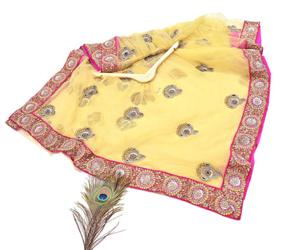 Indian Vintage Saree Yellow Mesh/Net Hand Embroidered Sabyasachi Designer Sari 6Yd Soft Ethnic Bollywood Party saree