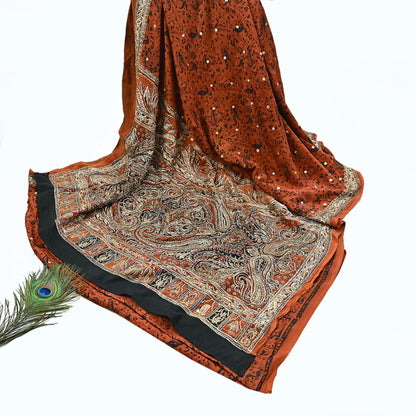 Indian Pre-Owned Sari Black Pure Crepe Silk Pre-owned Hand Embroidered Ritu Kumar Designer Sarees Fabric 5Yd Ethnic Bollywood Party sari