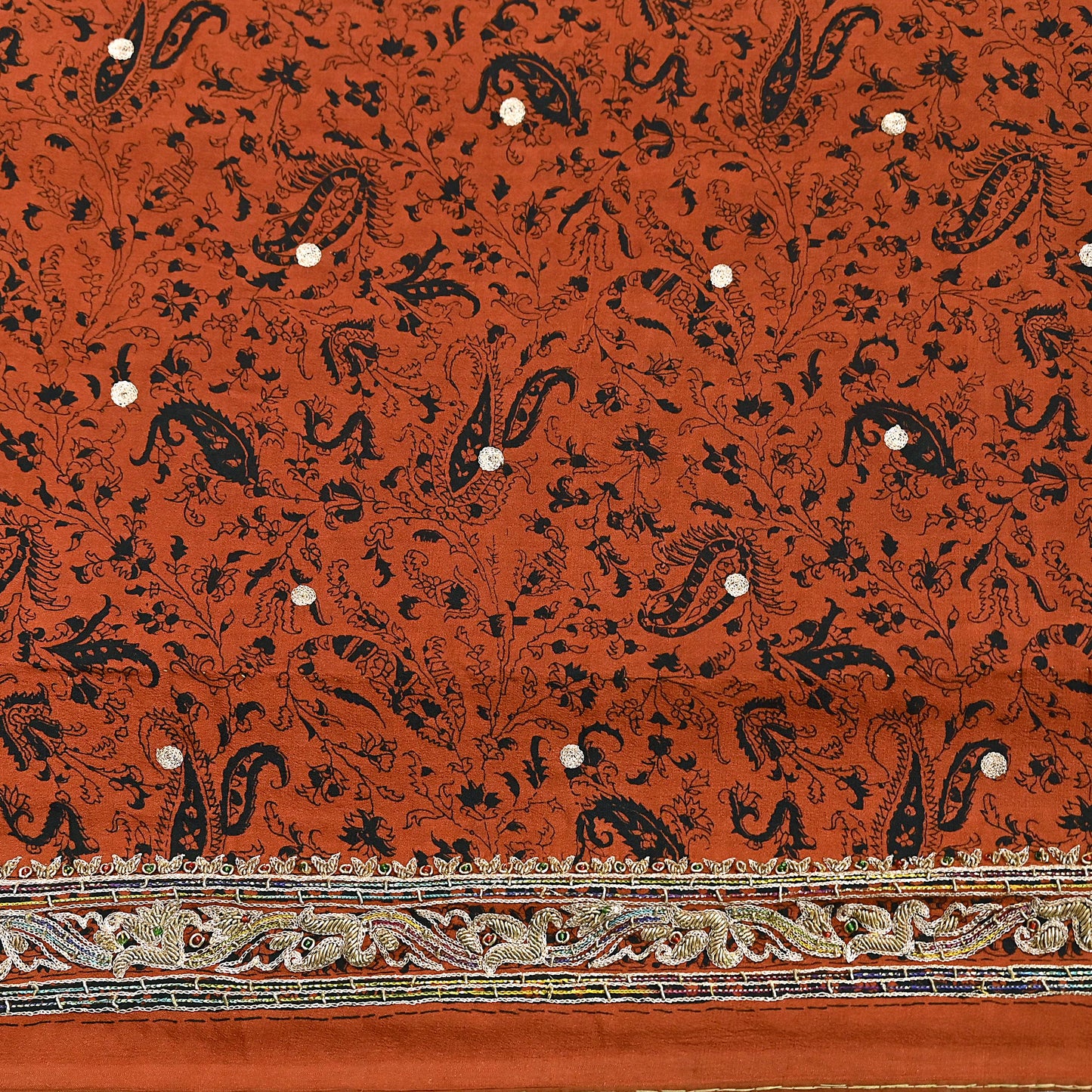 Indian Pre-Owned Sari Black Pure Crepe Silk Pre-owned Hand Embroidered Ritu Kumar Designer Sarees Fabric 5Yd Ethnic Bollywood Party sari