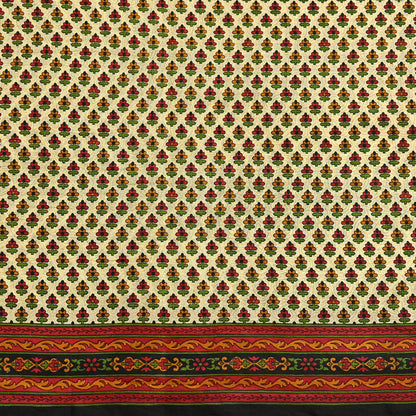 Indian Vintage Sari Beige & Black 100% Pure Silk Printed Saree Craft Fabric 5yd Sewing Dress Making Soft Wrap Quilting Crafting Upcycle