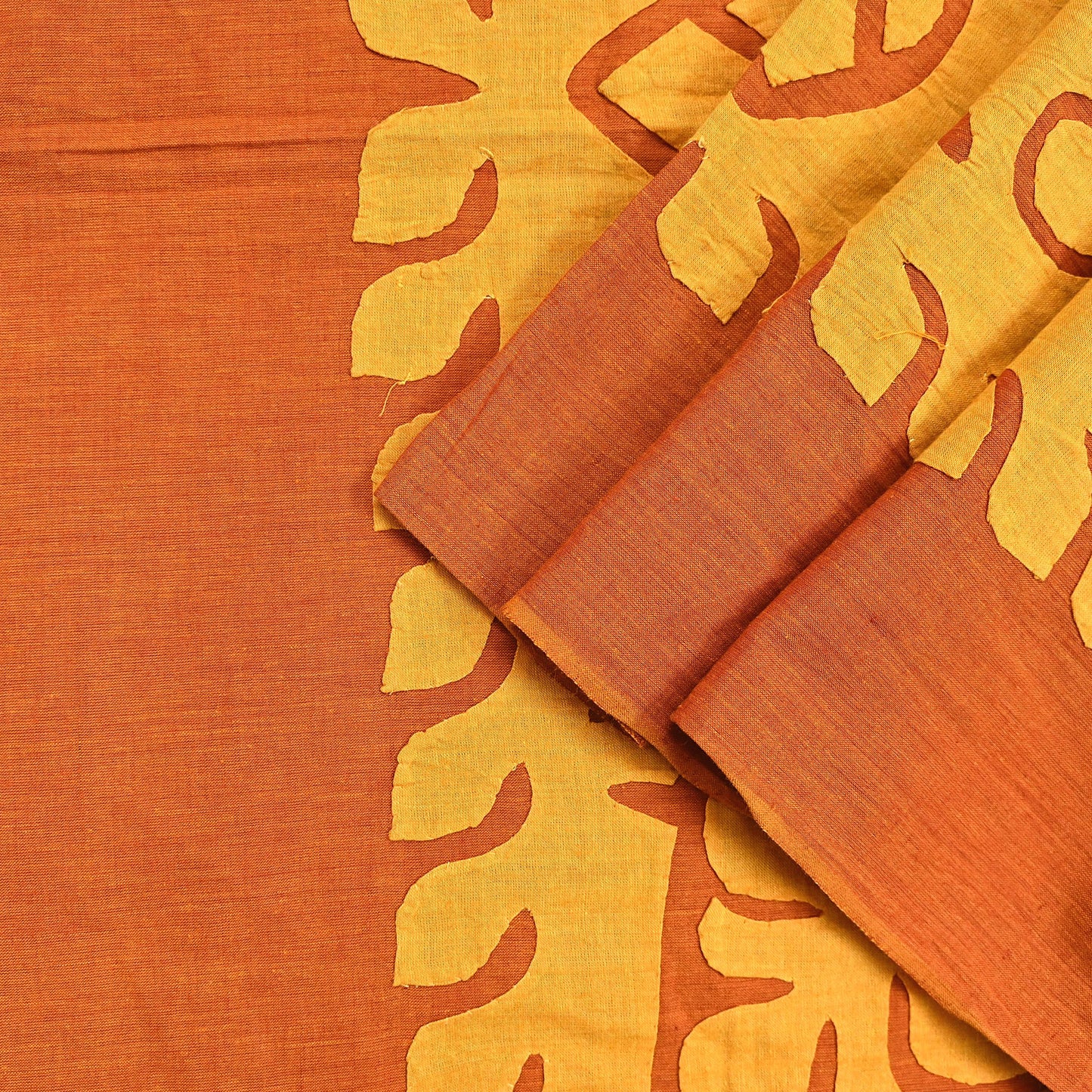 Indian Vintage saffron Dupatta Long Stole Embroidered Patches Pure Cotton Scarves Veil Soft Fringes