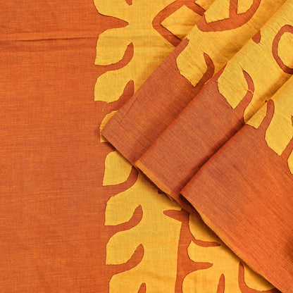Indian Vintage saffron Dupatta Long Stole Embroidered Patches Pure Cotton Scarves Veil Soft Fringes