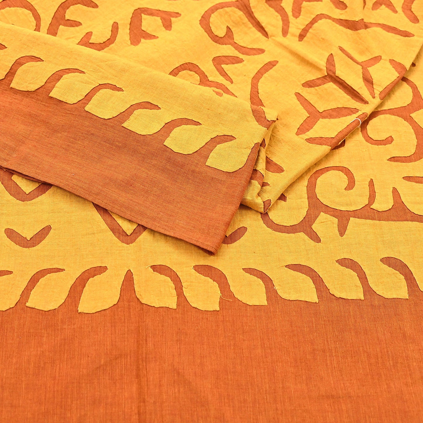 Indian Vintage saffron Dupatta Long Stole Embroidered Patches Pure Cotton Scarves Veil Soft Fringes