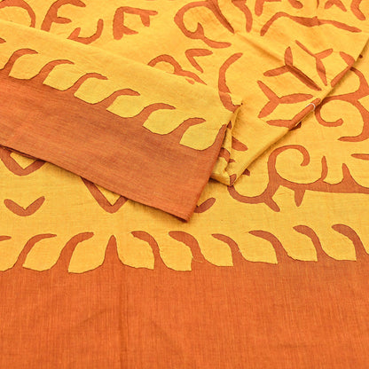 Indian Vintage saffron Dupatta Long Stole Embroidered Patches Pure Cotton Scarves Veil Soft Fringes