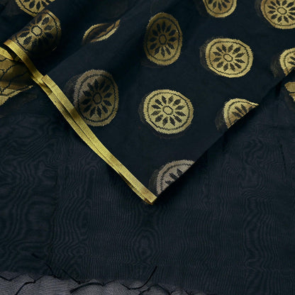Indian Vintage Black Dupatta Organza Long Stole woven Scarves Veil Soft Floral Design Wrap Boho Party wear