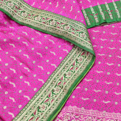 Indian Vintage Sari Heavy Pure Silk Woven Banarasi Brocade Saree Fabric 5Yd Ethnic Dress making Crafting Bollywood Dress Designing Zari