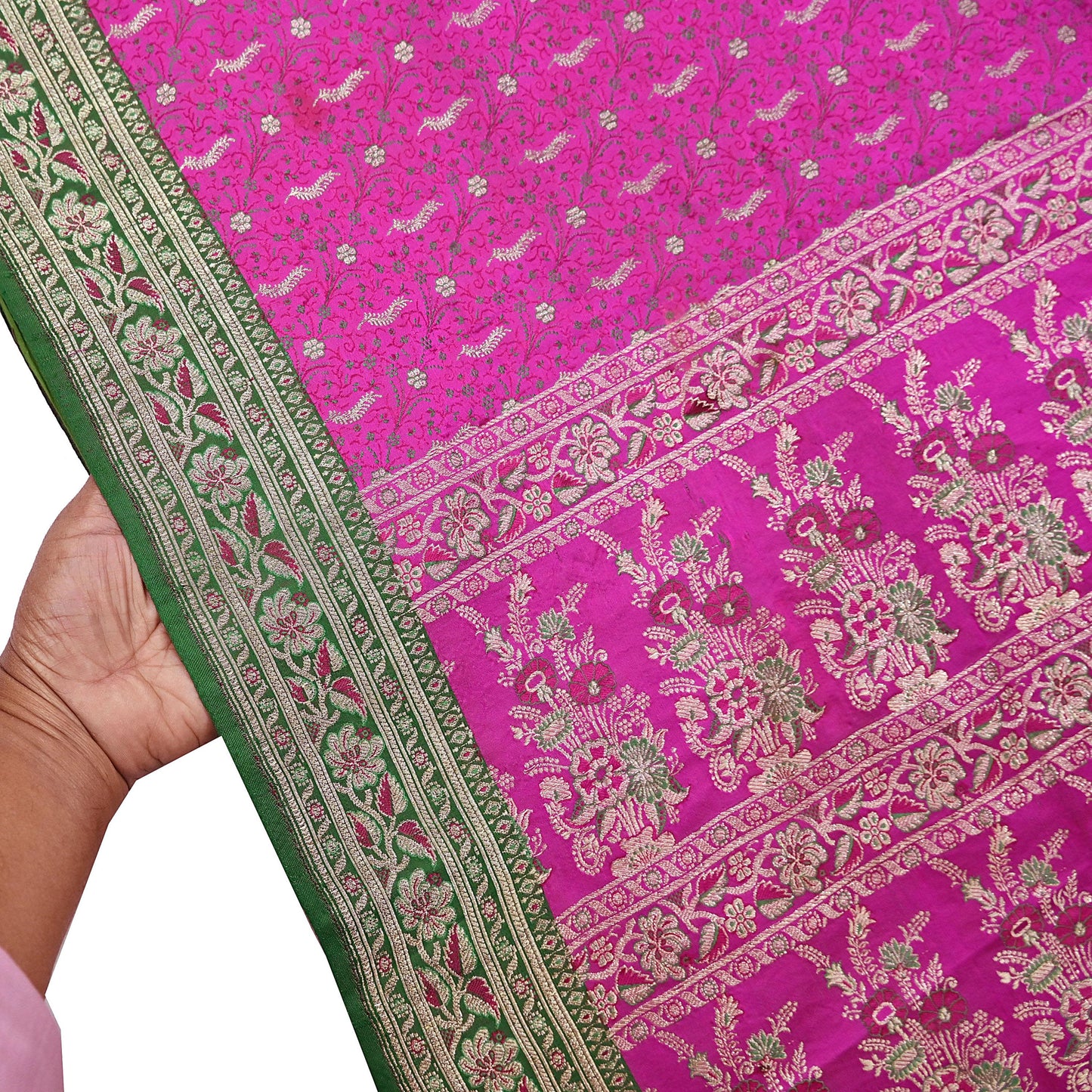 Indian Vintage Sari Heavy Pure Silk Woven Banarasi Brocade Saree Fabric 5Yd Ethnic Dress making Crafting Bollywood Dress Designing Zari