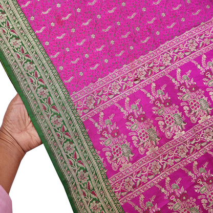 Indian Vintage Sari Heavy Pure Silk Woven Banarasi Brocade Saree Fabric 5Yd Ethnic Dress making Crafting Bollywood Dress Designing Zari