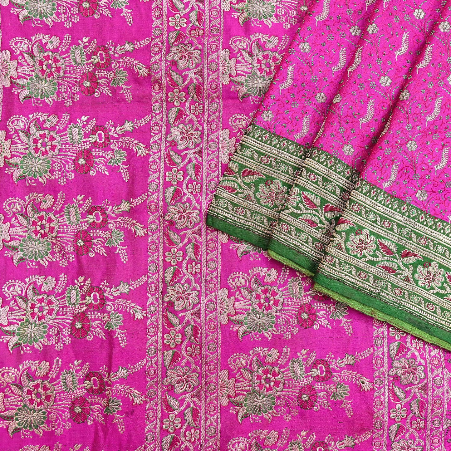 Indian Vintage Sari Heavy Pure Silk Woven Banarasi Brocade Saree Fabric 5Yd Ethnic Dress making Crafting Bollywood Dress Designing Zari