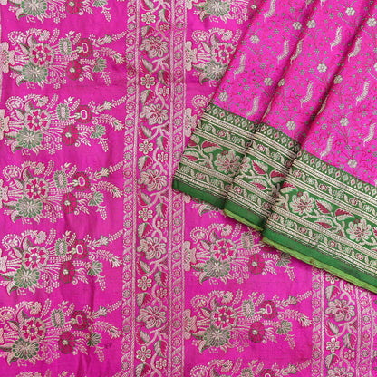 Indian Vintage Sari Heavy Pure Silk Woven Banarasi Brocade Saree Fabric 5Yd Ethnic Dress making Crafting Bollywood Dress Designing Zari