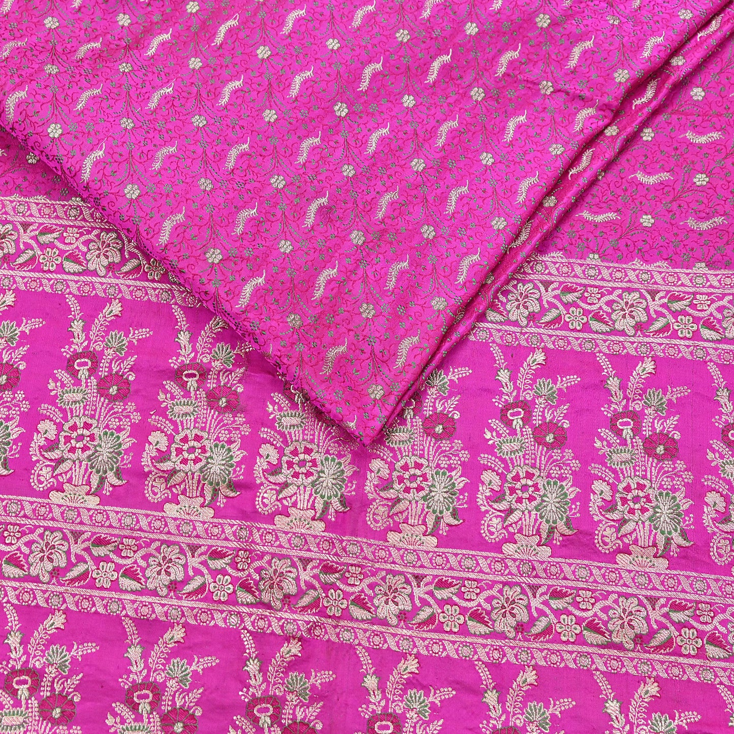 Indian Vintage Sari Heavy Pure Silk Woven Banarasi Brocade Saree Fabric 5Yd Ethnic Dress making Crafting Bollywood Dress Designing Zari