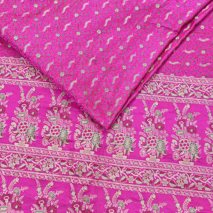 Indian Vintage Sari Heavy Pure Silk Woven Banarasi Brocade Saree Fabric 5Yd Ethnic Dress making Crafting Bollywood Dress Designing Zari