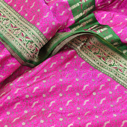 Indian Vintage Sari Heavy Pure Silk Woven Banarasi Brocade Saree Fabric 5Yd Ethnic Dress making Crafting Bollywood Dress Designing Zari
