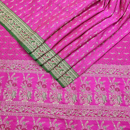 Indian Vintage Sari Heavy Pure Silk Woven Banarasi Brocade Saree Fabric 5Yd Ethnic Dress making Crafting Bollywood Dress Designing Zari