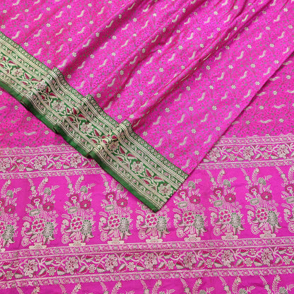 Indian Vintage Sari Heavy Pure Silk Woven Banarasi Brocade Saree Fabric 5Yd Ethnic Dress making Crafting Bollywood Dress Designing Zari