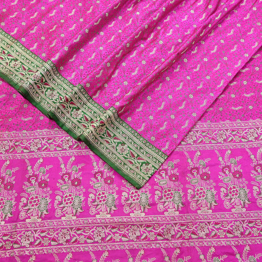 Indian Vintage Sari Heavy Pure Silk Woven Banarasi Brocade Saree Fabric 5Yd Ethnic Dress making Crafting Bollywood Dress Designing Zari