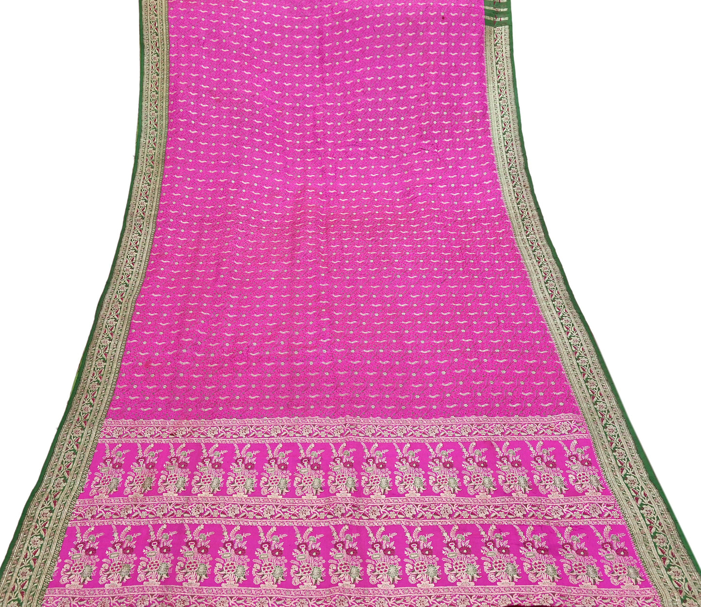 Indian Vintage Sari Heavy Pure Silk Woven Banarasi Brocade Saree Fabric 5Yd Ethnic Dress making Crafting Bollywood Dress Designing Zari