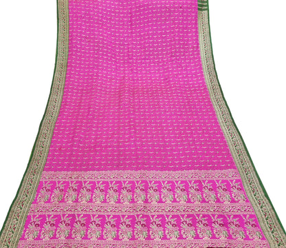 Indian Vintage Sari Heavy Pure Silk Woven Banarasi Brocade Saree Fabric 5Yd Ethnic Dress making Crafting Bollywood Dress Designing Zari
