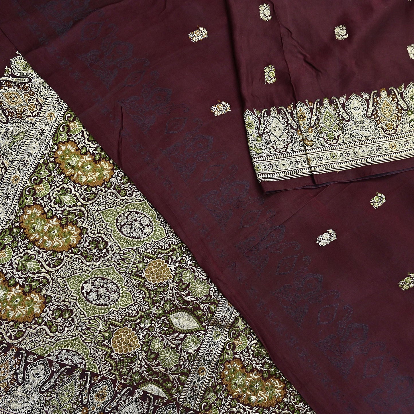 Indian Vintage Sari Heavy Wedding Pure Satin Silk Woven Banarasi Brocade Saree Zari 5Yd Dress Making Craft Fabric Upcycle Crafting