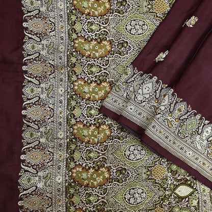 Indian Vintage Sari Heavy Wedding Pure Satin Silk Woven Banarasi Brocade Saree Zari 5Yd Dress Making Craft Fabric Upcycle Crafting