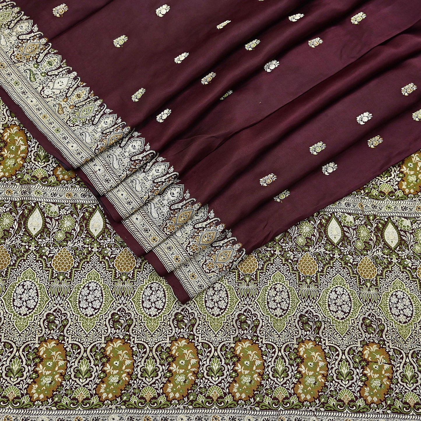 Indian Vintage Sari Heavy Wedding Pure Satin Silk Woven Banarasi Brocade Saree Zari 5Yd Dress Making Craft Fabric Upcycle Crafting