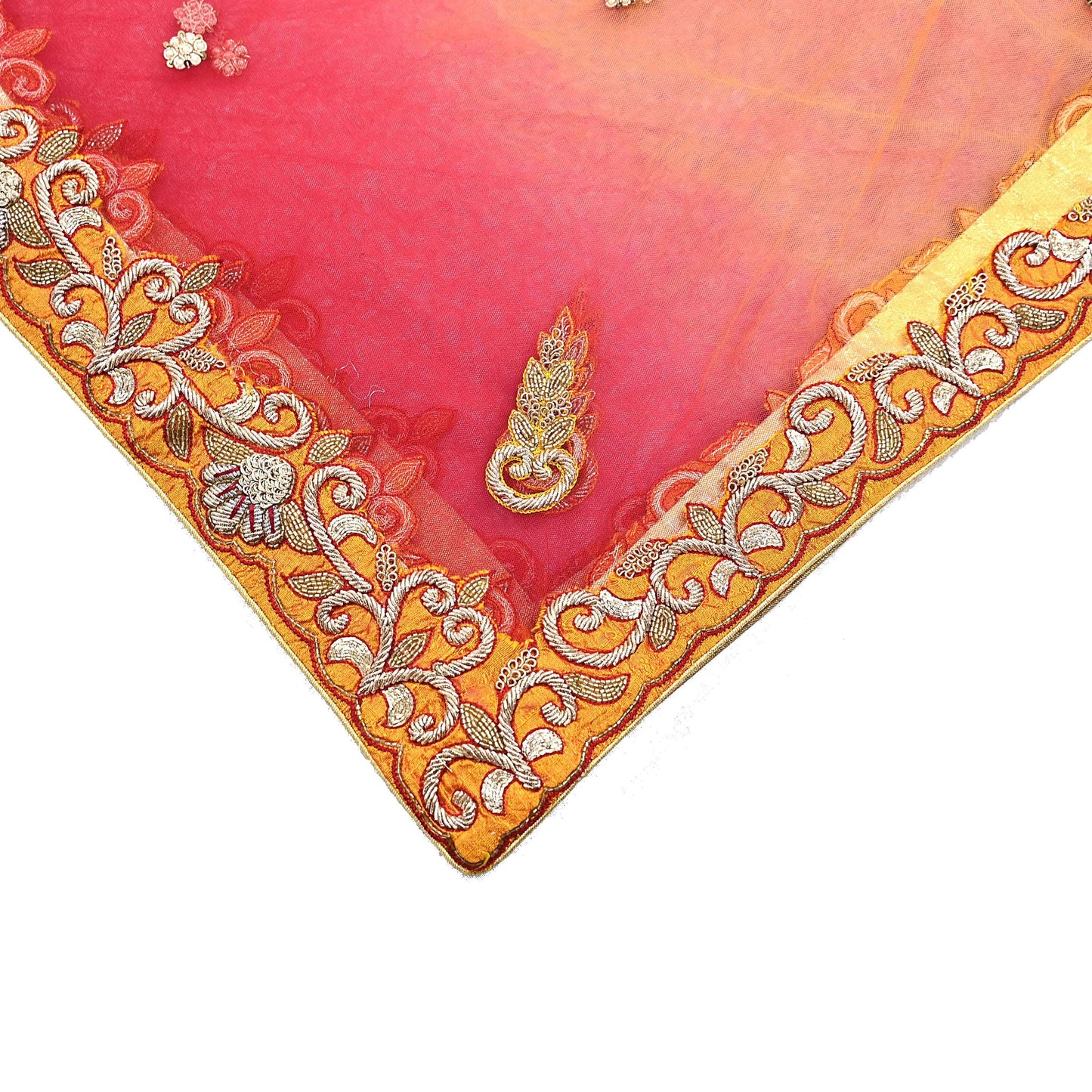 Indian Vintage Heavy Wedding Multi Dupatta Net Mesh Long Stole Hand Embroidered Scarves Golden Zardozi Zari Sequins Dridal Veil Hijab