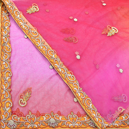 Indian Vintage Heavy Wedding Multi Dupatta Net Mesh Long Stole Hand Embroidered Scarves Golden Zardozi Zari Sequins Dridal Veil Hijab