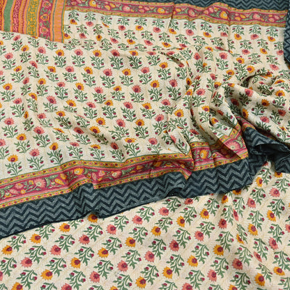 Vintage Red Beige Wool Saree Indian Pure Woolen Woven Floral Fabric 5 Yard Soft Warm Craft Material for Winter Sewing & Dressmaking