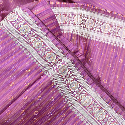 Indian Vintage Purple & Multi Heavy Saree Pure Satin Silk Woven Brocade Banarasi Sari Fabric Zari Ethnic 5Yd Bridal Wedding Banarasi sari