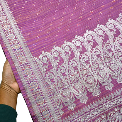 Indian Vintage Purple & Multi Heavy Saree Pure Satin Silk Woven Brocade Banarasi Sari Fabric Zari Ethnic 5Yd Bridal Wedding Banarasi sari