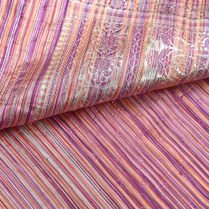 Indian Vintage Purple & Multi Heavy Saree Pure Satin Silk Woven Brocade Banarasi Sari Fabric Zari Ethnic 5Yd Bridal Wedding Banarasi sari