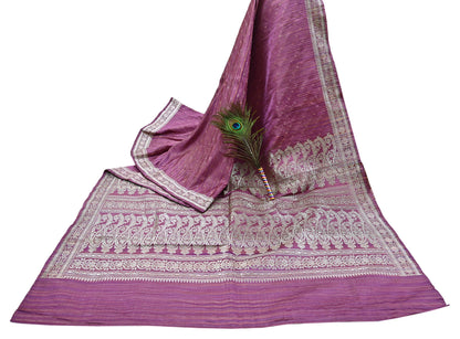 Indian Vintage Purple & Multi Heavy Saree Pure Satin Silk Woven Brocade Banarasi Sari Fabric Zari Ethnic 5Yd Bridal Wedding Banarasi sari