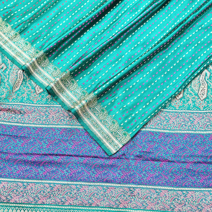 Indian Vintage Sari Green Heavy Pure Satin Silk Woven Banarasi Tanchoi Saree 5Yd Ethnic Craft Fabric Upcycle Bridal Heavy Sarees