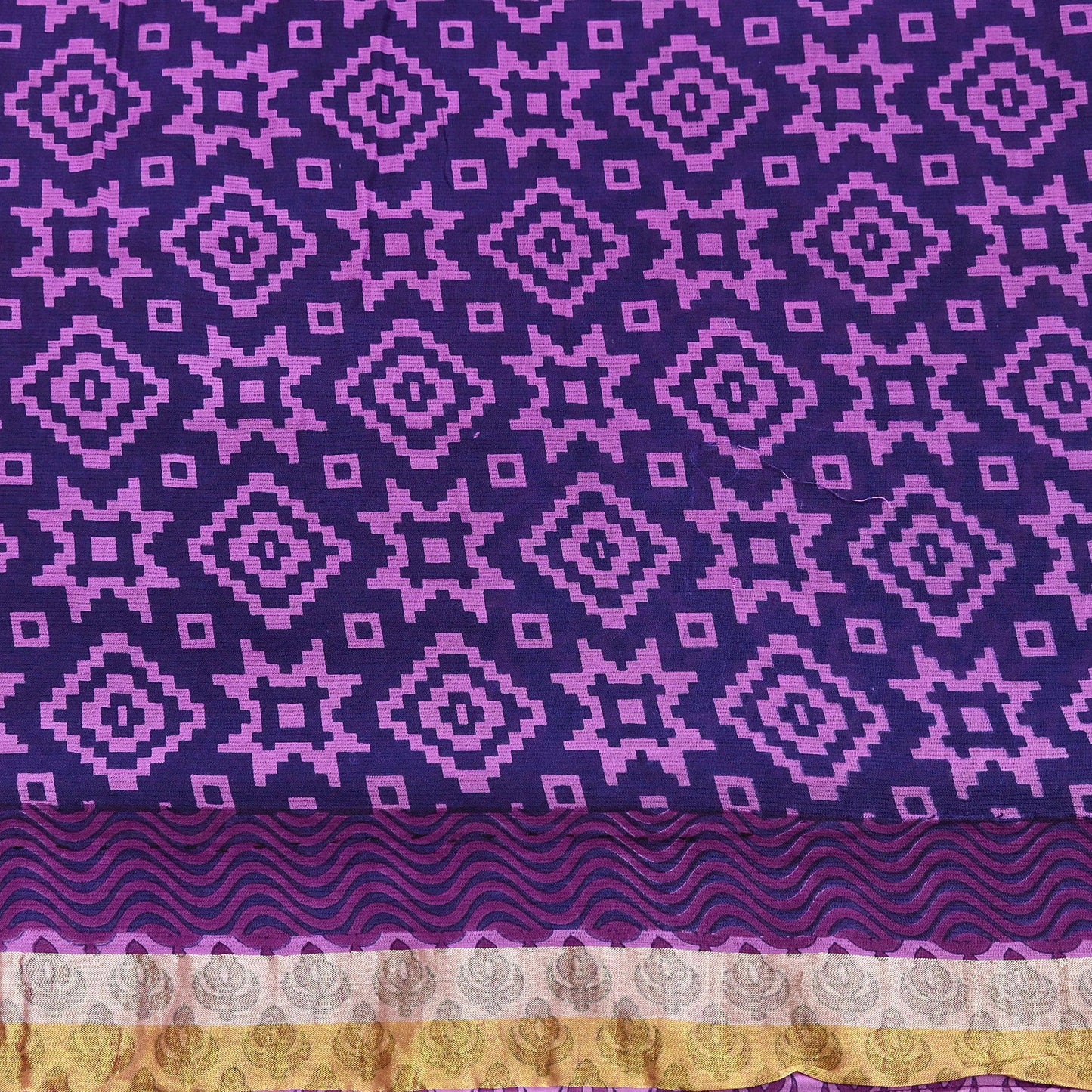 Indian Vintage Sari Blue & Purple Printed Pure Cotton Sarees Craft Fabric 5Yd Soft Sewing Sarong Wrap Boho Floral Quilting Dress making